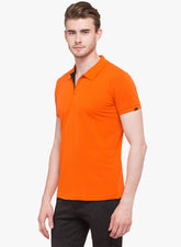 Mens Solid Half Sleeves Slim Fit Polo T-Shirt